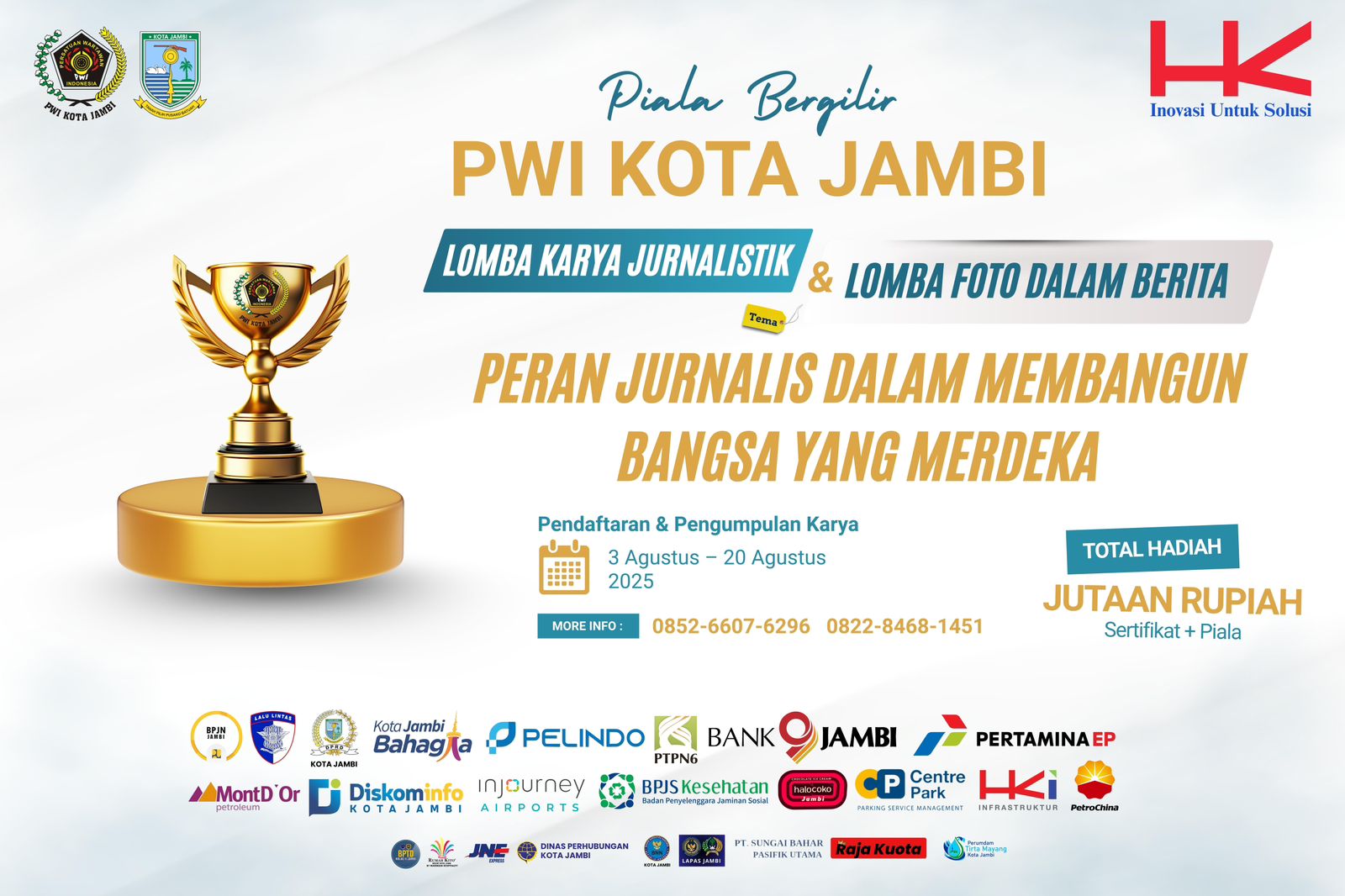 Buruan Daftar!!! PWI Kota Jambi Buka Lomba Karya Jurnalistik dan Lomba Foto Dalam Berita