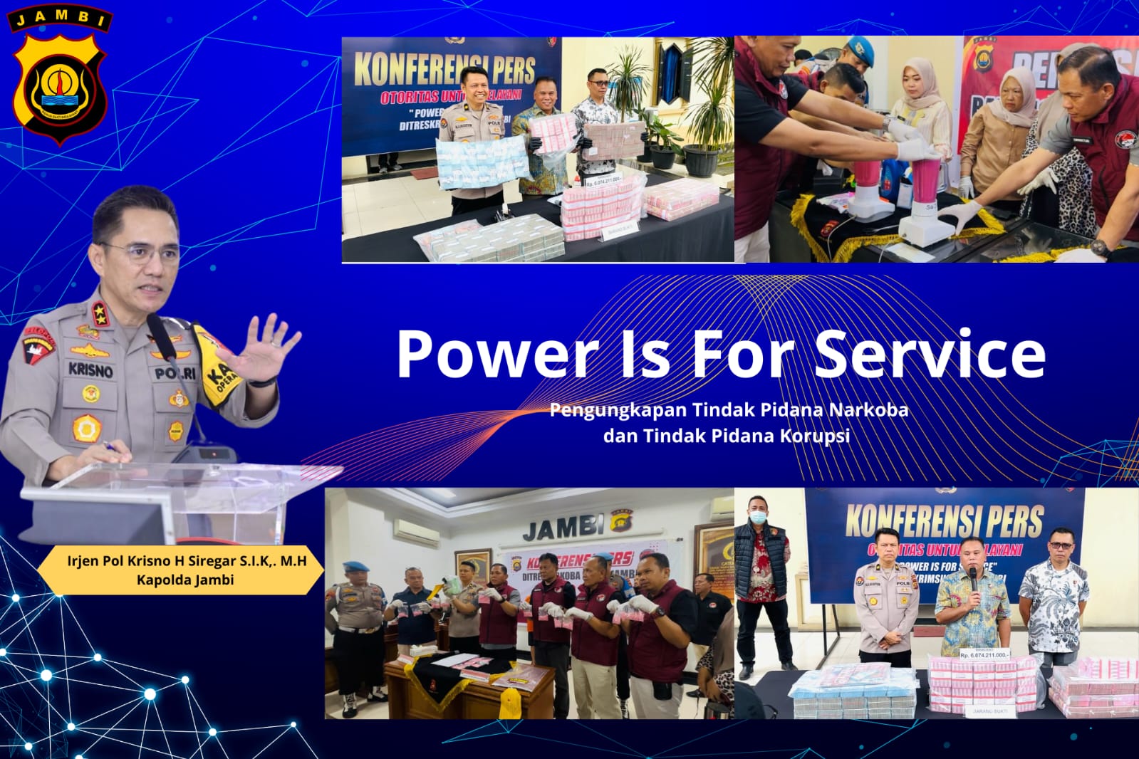 Gebrakan Awal Irjen Pol Krisno di Jambi: Bongkar Jaringan Narkoba dan Korupsi Miliaran Rupiah